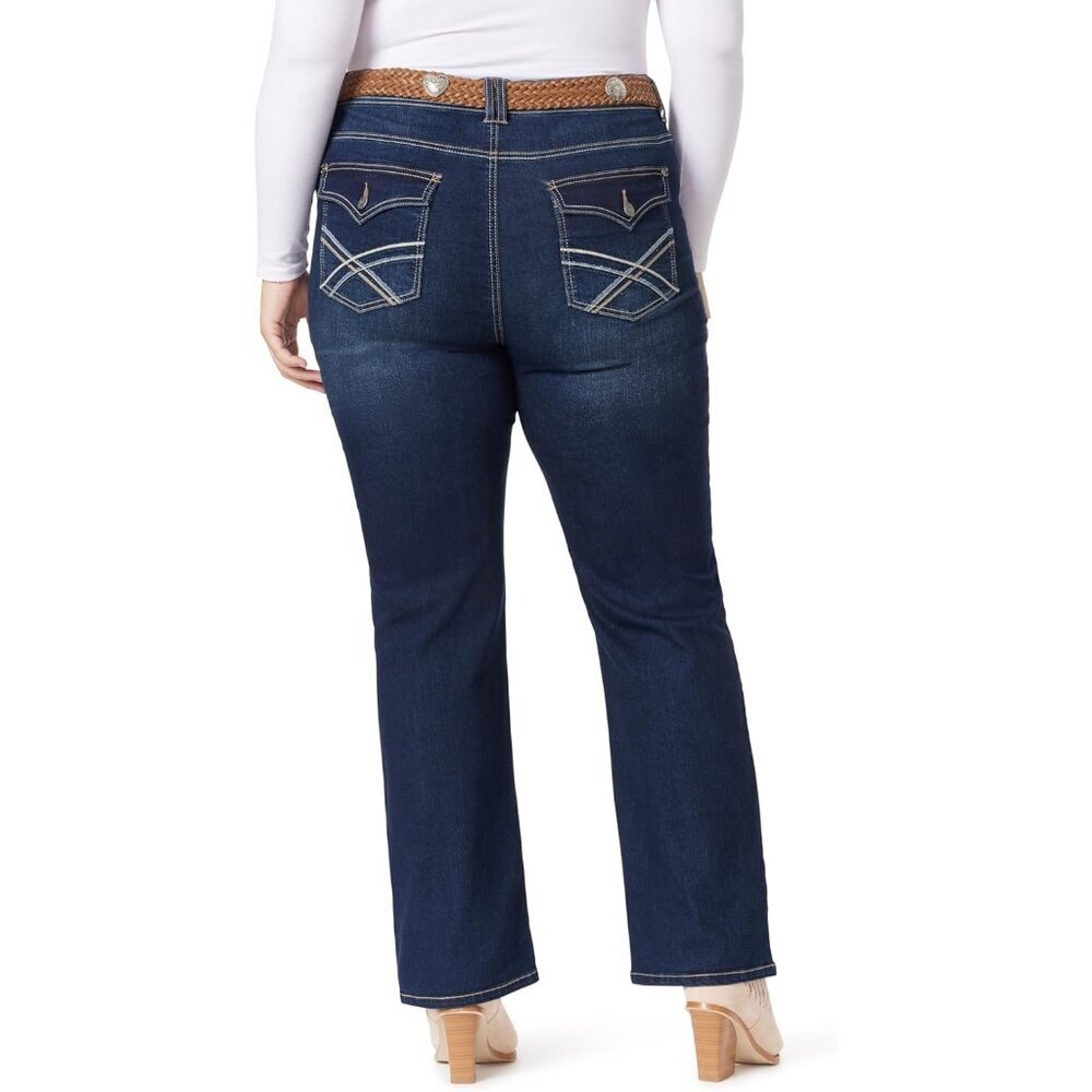 Womens Slim Bootcut Jeans Mid-Rise Stretch Denim Plus Size Casual Western - Picture 4 of 8